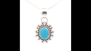 Artie Yellowhorse Jewelry Genuine Sleeping Beauty Turquoise Sterling Silver Rising Sun Pendant