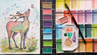 Whimsical Deer Real-Time Watercolor Tutorial
