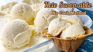 🍦Creamy, Scoopable Keto Vanilla Ice Cream Made With & Without An Ice Cream Machine | No Cook Recipe