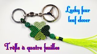 ★ Lucky four leaf clover key chain ★ Porte-clés trèfle porte-bonheur