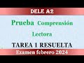 EXAMEN DELE A2 PRUEBA COMPRENSIÓN LECTORA TAREA 1 RESUELTA