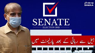 Shahbaz Sharif Returns To Parliament After Jail Release For Senate Elections 2021 | SAMAA TV