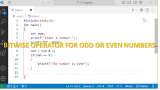 Program To Check Odd Or Even Numbers By Using Bitwise Operator In C Programming Language | #ccode