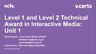 LEGACY – Level 1 & Level 2 Technical Award in Interactive Media: Unit 1 - Jan 2021
