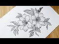 How to draw flowers easy step by step with pencil || Flower drawing tutorial