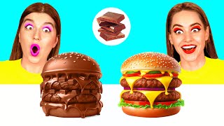 Real Food vs Chocolate Food Challenge | Funny Situations in Kitchen by 4Teen Challenge