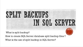 How to create SQL Server database split backup files ? SQL SERVER - Creating Multiple Backup Files