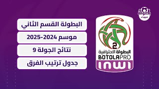 نتائج الجولة 9 و ترتيب البطولة المغربية القسم الثاني 2024