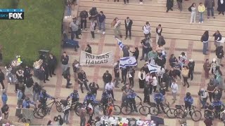 Pro-Israel protesters make their way to UCLA for pro-Palestine demonstrations