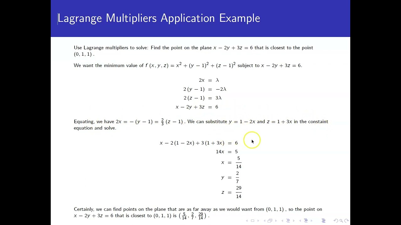 Lagrange Multipliers Application Example - YouTube