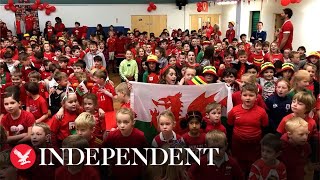 Children sing unofficial Welsh national anthem as Dragons take on Iran