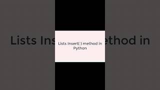 How to implement lists insert( ) method in Python #pythonprogramming #pythonforbeginners #coding