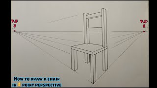 How to Draw a Chair using Two Point Perspective / Perspective Drawing for Beginners Step-by-Step