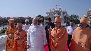 Home Minister Shri Amit Shah Visits Pramukh Swami Smruti Mandir Sarangpur, India, 31 October 2024