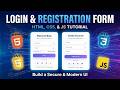 Login and registration form in HTML, CSS, and JS.