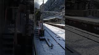 雪の極楽橋駅に到着　#極楽橋#高野山#南海#雪#ダブルスリップスイッチ