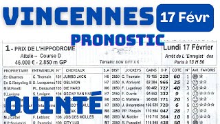 Programme 17 Févreir Programme Quinté du demain VINCENNES