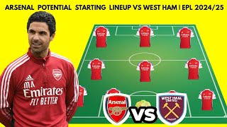 ARSENAL (4-3-3) Potential starting lineup vs WEST HAM ENGLISH PREMIER LEAGUE  |  2024/2025