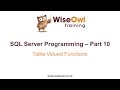 SQL Server Programming Part 10 - Table Valued Functions