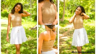 Crochet High Neck Shell Top...🧶🌸 | Friendly for Intermediate level ☺️ | Beautiful crochet pattern 🌷