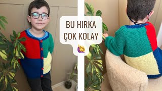 PUZZLE ÖRGÜ ÇOCUK HIRKA YAPIMI 🙋‍♀️ / YAKADAN BAŞLAMALI ÖRGÜ ÇOCUK HIRKASI