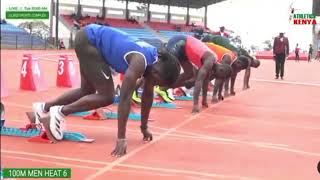 Obuto Solomon Wins 100m men heat 6 10.77: Kenya Africa championships trials @Ulinzi stadium