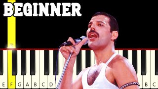 Bohemian Rhapsody - Queen - Very Easy and Slow Piano tutorial - Beginner