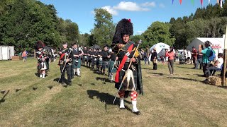 Scotland the Brave as the Massed Pipe Bands march on for finale 2023 Drumtochty Highland Games