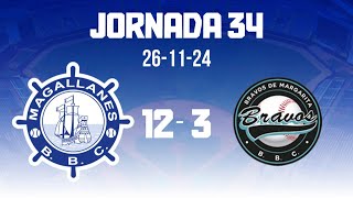 JORNADA 34 RESUMEN - Bravos de Margarita 3 - Navegantes del Magallanes 12 - (J2) - 24-25 (26-11-24)