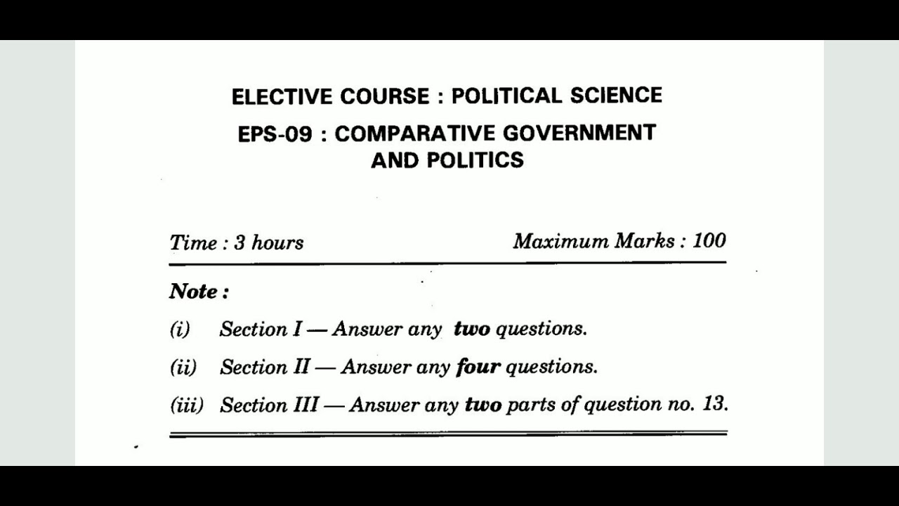 IGNOU EPS-09 COMPARATIVE GOVERNMENT AND POLITICS, PREVIOUS YEAR ...