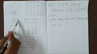 Check if a given number is Odd or Even using Bitwise XOR Operator | Java