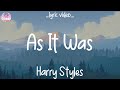 Harry Styles, As It Was, (Lyrics) The Chainsmokers, Closer...Mix