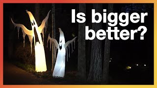 Halloween Inflatable Ghosts Comparison - 8' vs 12'  Yard Decorations -Used from Facebook Marketplace