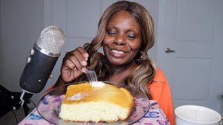 WHITE BUTTER CAKE ASMR EATING SOUNDS