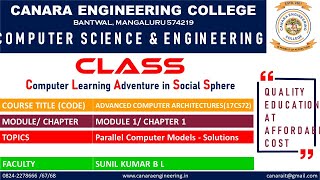 VTU ACA (17CS72) ADVANCED COMPUTER ARCHITECTURES [Parallel Computer Models - Solutions] (M1 Ex-1)