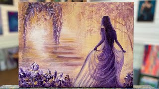 Acrylic painting tutorial LADY IN LAVENDER 💜
