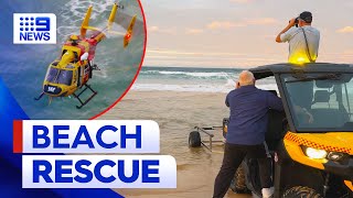 Group of surf lifesavers’ mass rescue at Sydney beach | 9 News Australia