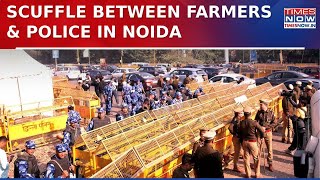 Farmers Protest: Scuffle Between Protesting Farmers \u0026 Police In Noida As They Move Towards Delhi