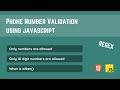 Phone number validation using Regular Expression | Javascript | Regex