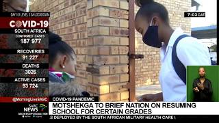 Minister Angie Motshekga to brief the nation this afternoon on schools reopening progress