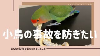 コザクラインコ／小鳥のおもちゃの素材と形のこと