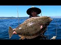 Live Squid Fishing for BIG CALIFORNIA HALIBUT in the Open Ocean