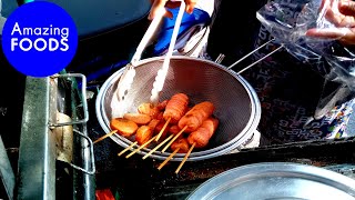 Fry Hotdog - How to Fry Hotdogs - Thai Street Food | Amazing FOODS EP4