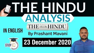 The Hindu Editorial Newspaper Analysis, Current Affairs for UPSC SSC IBPS, 23 December 2020 English