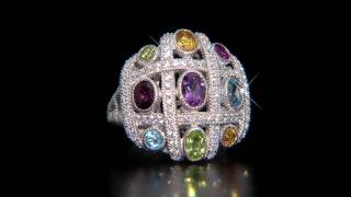 Judith Ripka Sterling Silver Multi-Gemstone Diamonique Woven Ring on QVC