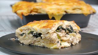 Creamy CHICKEN or TURKEY  spinach and mushrooms  lasagna