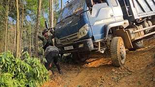 Dump trucks climb hills to transport wood, the driver's obsession