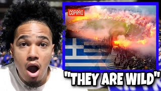 American Athlete Reacts To Greek Ultras | Are These The Most Intimidating Fans In Football?