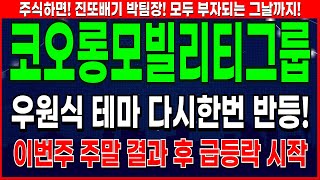 코오롱모빌리티그룹 - 우원식 테마 다시 반등 시작 코오롱모빌리티그룹 주가 전망 및 대응