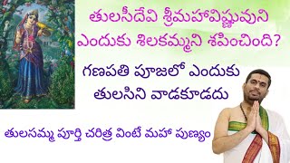 తులసీదేవి శ్రీమహావిష్ణువును ఎందుకు శిలకమ్మని శపించింది, గణపతి పూజలో ఎందుకు తులసిని వాడకూడదు?